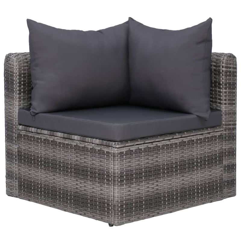 vidaXL 4 Piece Garden Sofa Set with Cushions Grey Poly Rattan