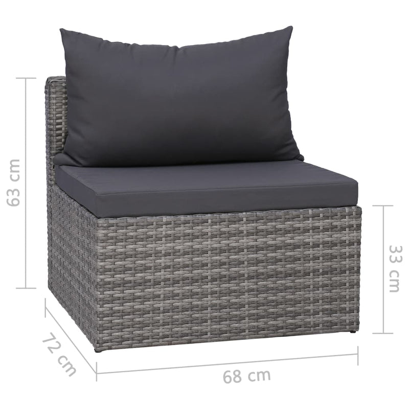 vidaXL 4 Piece Garden Sofa Set with Cushions Grey Poly Rattan