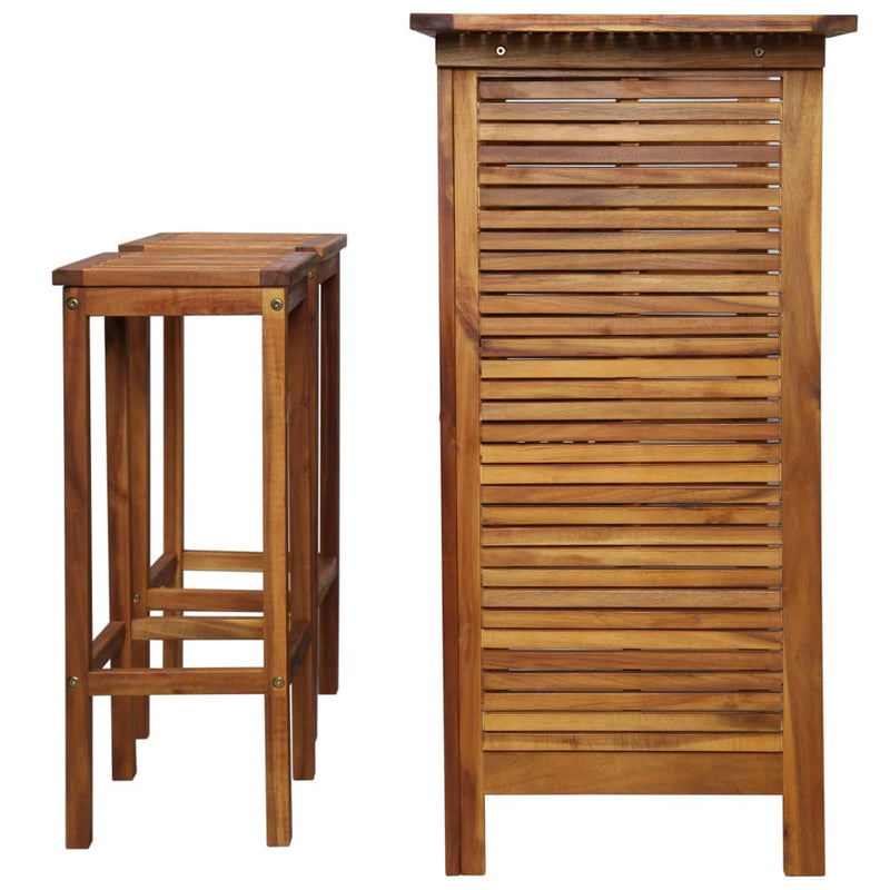 vidaXL Bar Table and Chair Set 3 Pieces Solid Acacia Wood