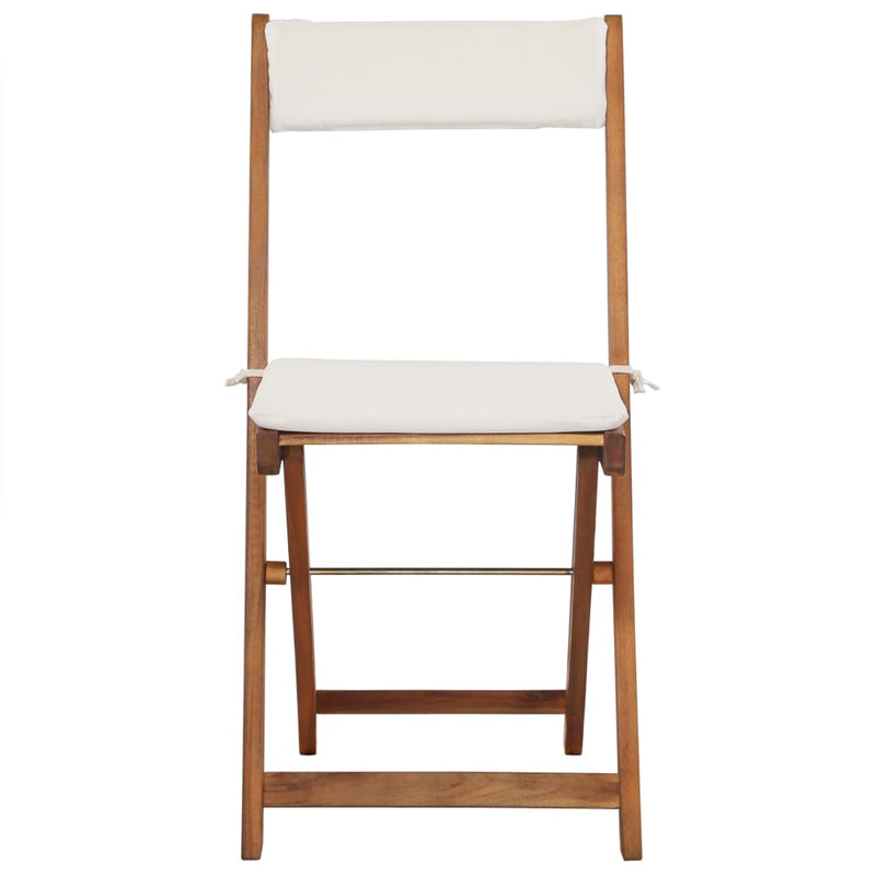 vidaXL 3 Piece Folding Bistro Set with Cushions Solid Acacia Wood