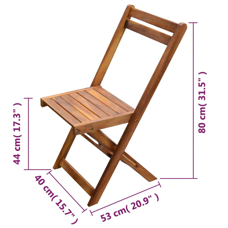 vidaXL 3 Piece Folding Bistro Set Solid Acacia Wood