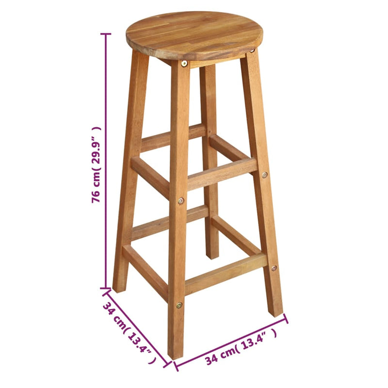 vidaXL Bar Table and Stool Set 3 Pieces Solid Acacia Wood