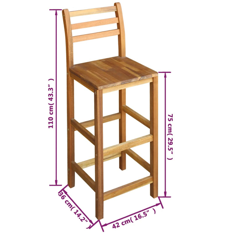 vidaXL Bar Table and Chair Set 3 Pieces Solid Acacia Wood