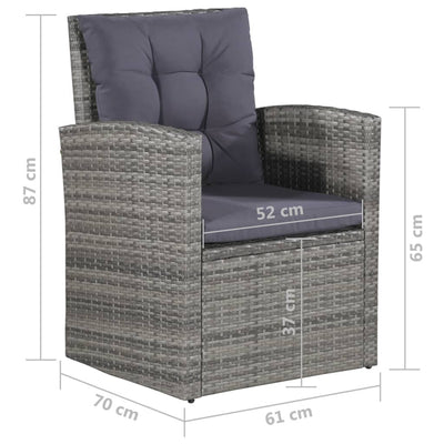 vidaXL 6 Piece Garden Lounge Set with Cushions Poly Rattan Grey