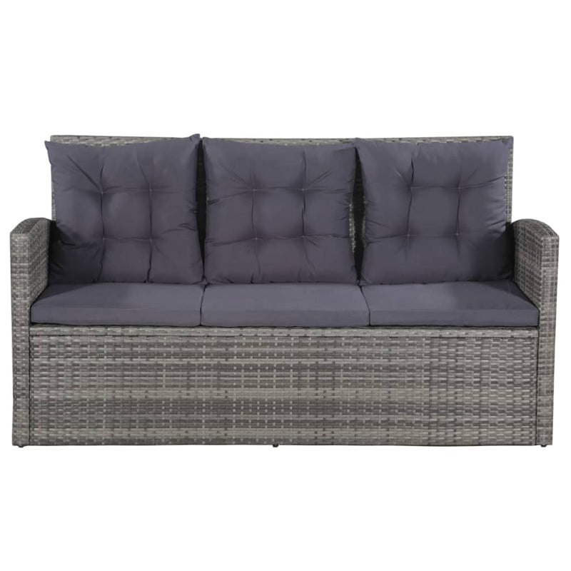 vidaXL 6 Piece Garden Lounge Set with Cushions Poly Rattan Grey