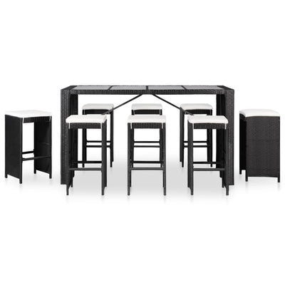 vidaXL 9 Piece Outdoor Dining Set Poly Rattan Black