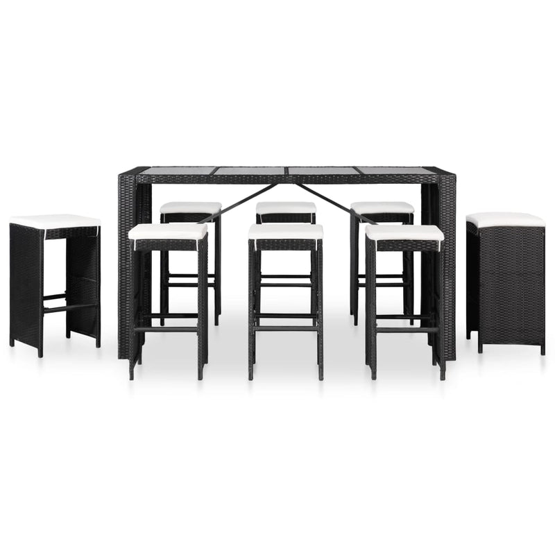 vidaXL 9 Piece Outdoor Dining Set Poly Rattan Black