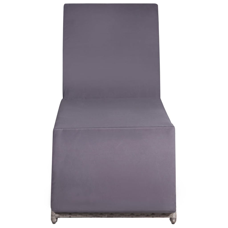 vidaXL Sun Lounger with Table Poly Rattan Grey