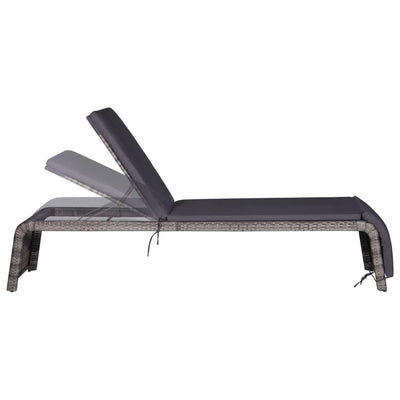 vidaXL Sun Lounger with Table Poly Rattan Grey