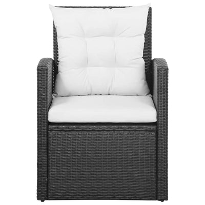 vidaXL 5 Piece Garden Lounge Set with Cushions Poly Rattan Black