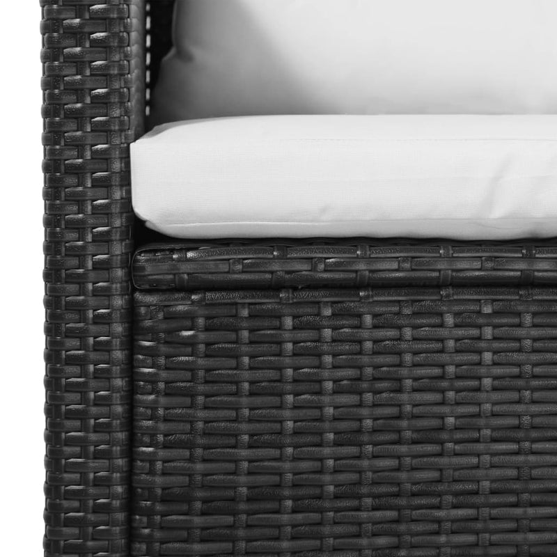 vidaXL 5 Piece Garden Lounge Set with Cushions Poly Rattan Black