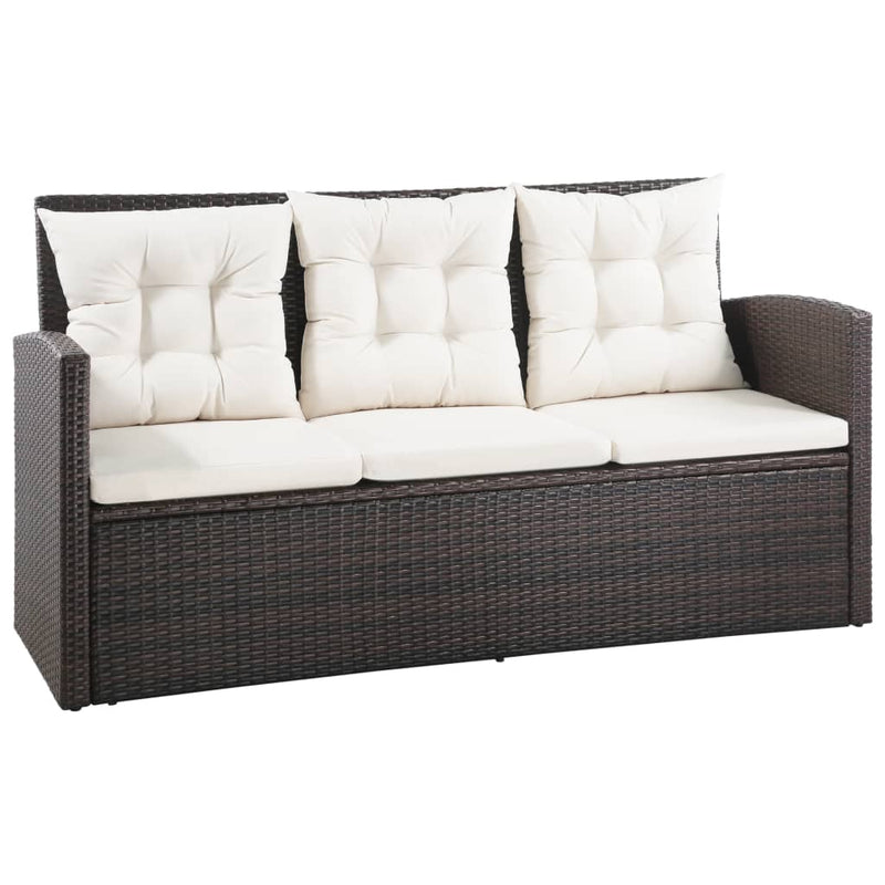 vidaXL 5 Piece Garden Lounge Set with Cushions Poly Rattan Brown