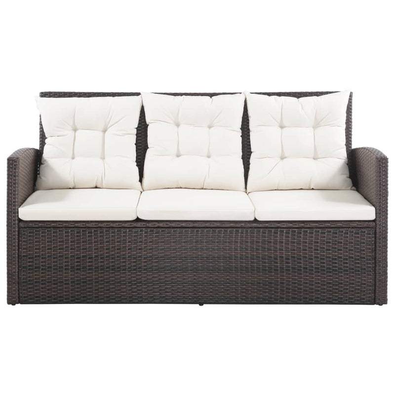 vidaXL 5 Piece Garden Lounge Set with Cushions Poly Rattan Brown