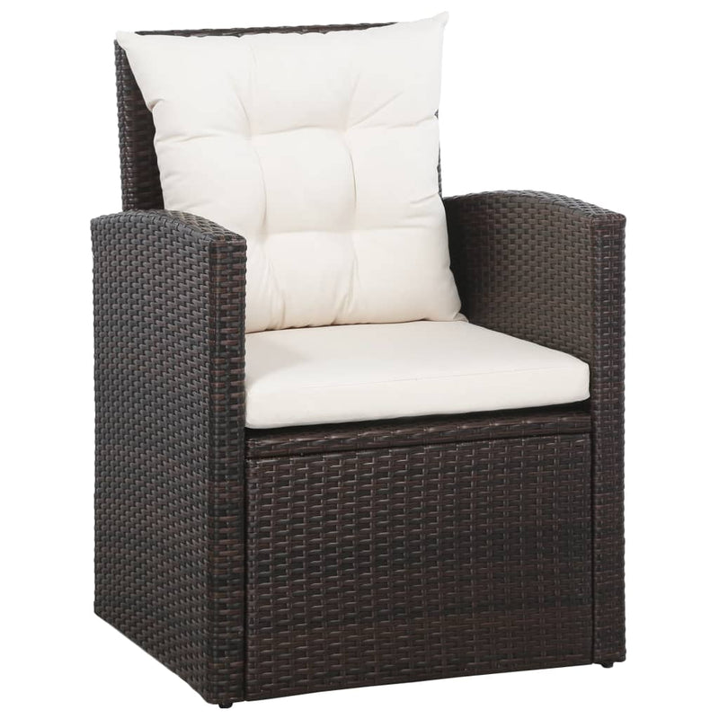 vidaXL 5 Piece Garden Lounge Set with Cushions Poly Rattan Brown