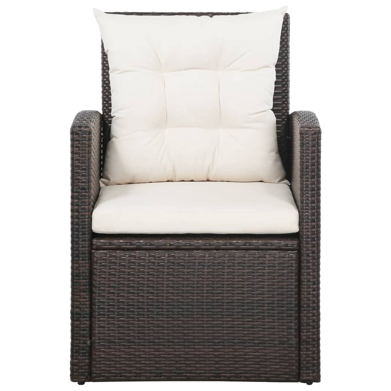 vidaXL 5 Piece Garden Lounge Set with Cushions Poly Rattan Brown