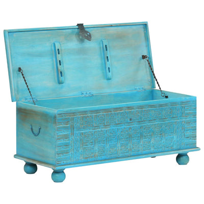 vidaXL Storage Chest Solid Mango Wood Blue 100x40x41 cm
