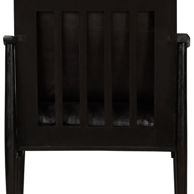 vidaXL Armchair Black Real Leather with Solid Wood Acacia
