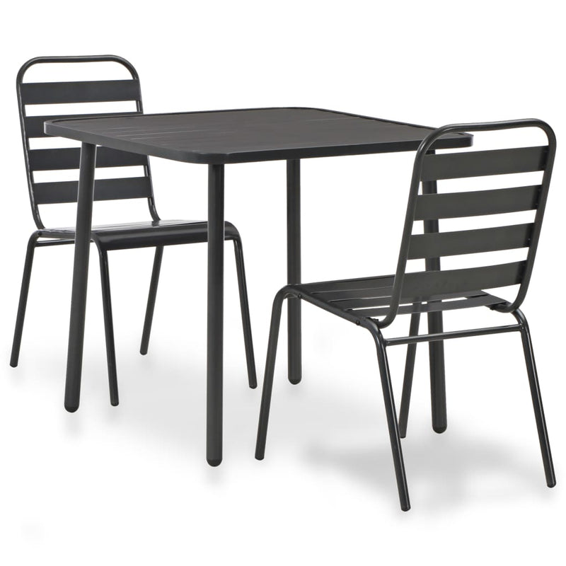 vidaXL 3 Piece Bistro Set Steel Dark Grey