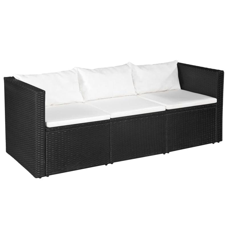 vidaXL 4 Piece Garden Lounge Set Poly Rattan Black and White