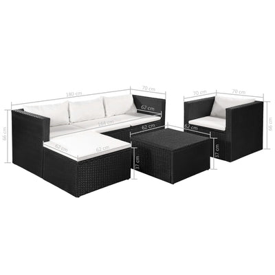 vidaXL 4 Piece Garden Lounge Set Poly Rattan Black and White
