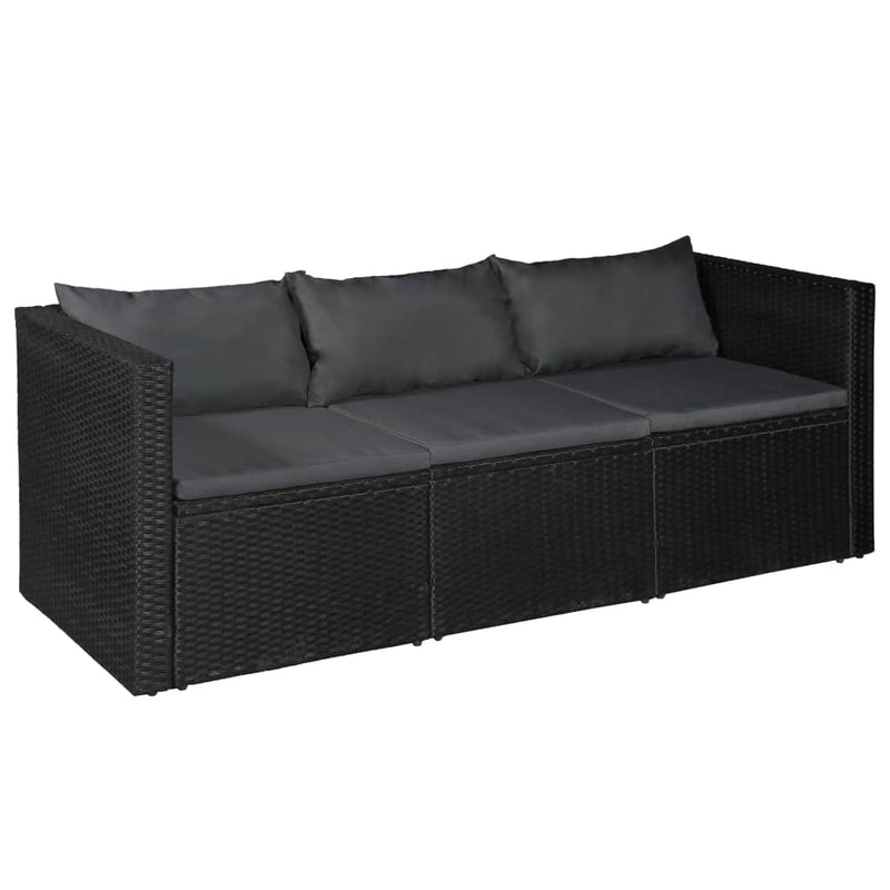 vidaXL 4 Piece Garden Lounge Set Poly Rattan Black and Grey