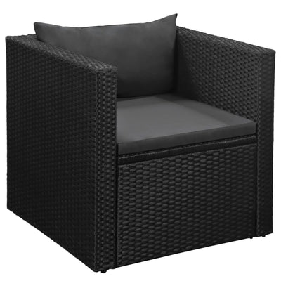 vidaXL 4 Piece Garden Lounge Set Poly Rattan Black and Grey