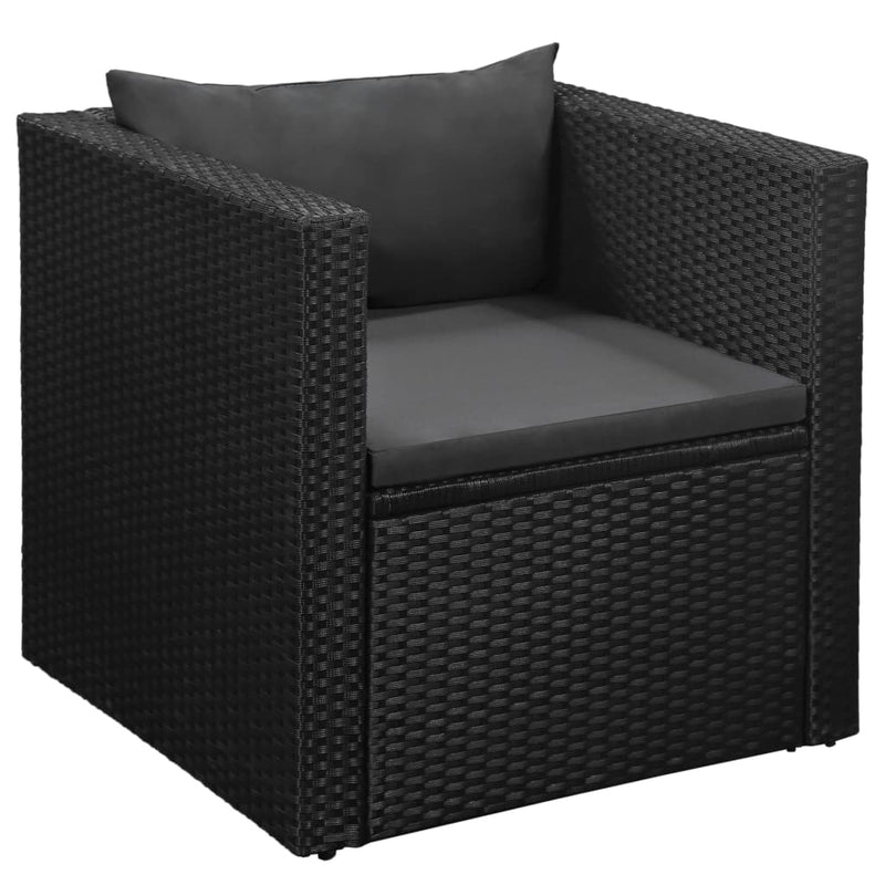 vidaXL 4 Piece Garden Lounge Set Poly Rattan Black and Grey