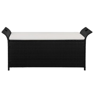 vidaXL Storage Bench with Cushion 138 cm Poly Rattan Black