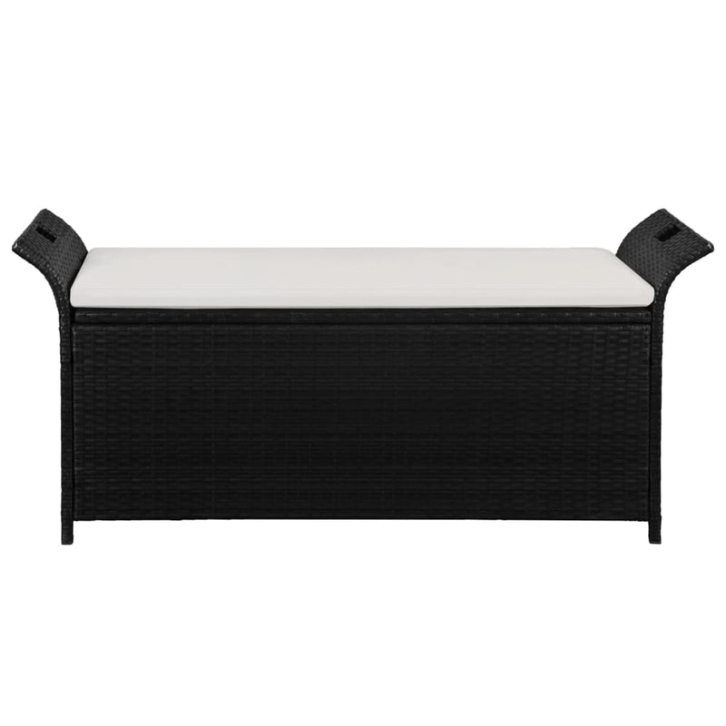 vidaXL Storage Bench with Cushion 138 cm Poly Rattan Black