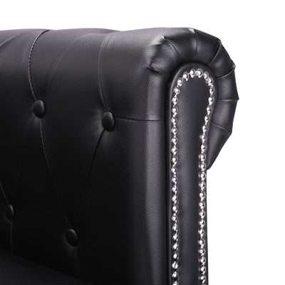 vidaXL L-shaped Chesterfield Sofa Artificial Leather Black