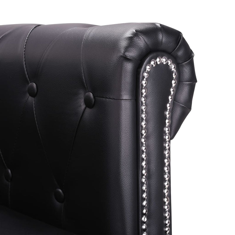vidaXL L-shaped Chesterfield Sofa Artificial Leather Black