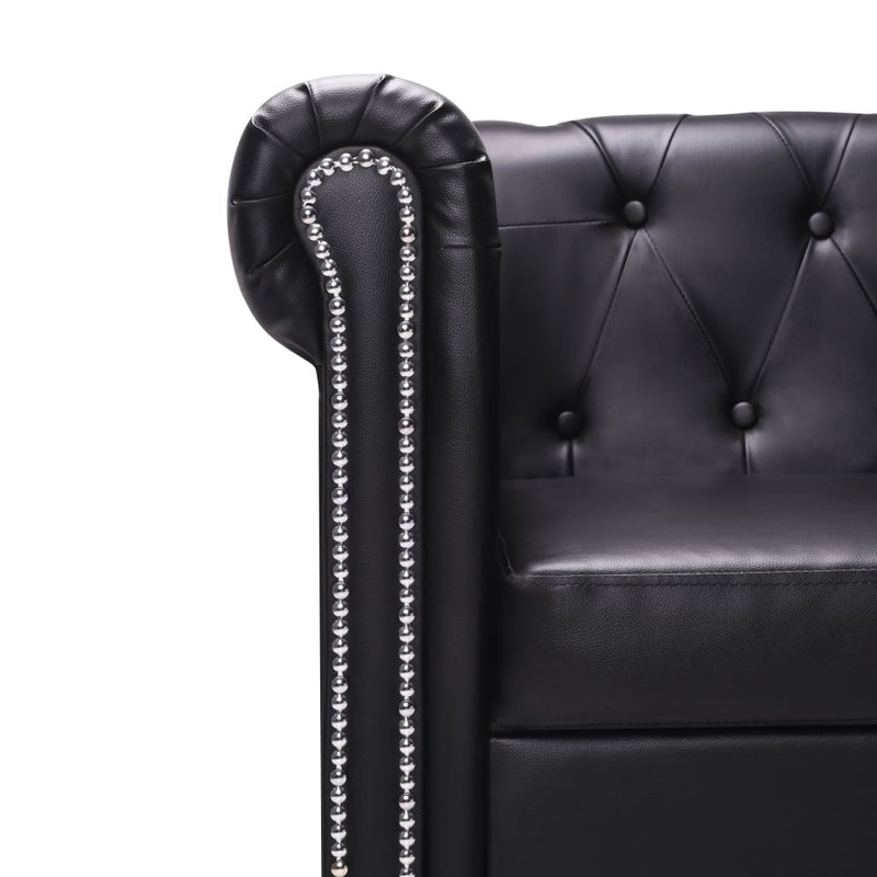 vidaXL L-shaped Chesterfield Sofa Artificial Leather Black