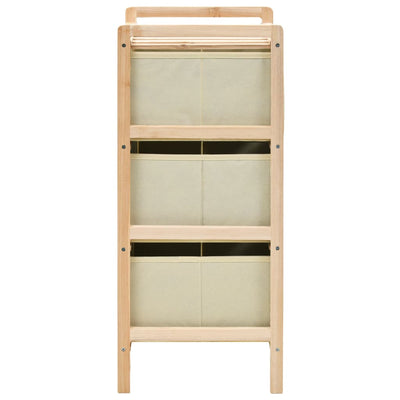 vidaXL Storage Rack with 3 Fabric Baskets Cedar Wood Beige