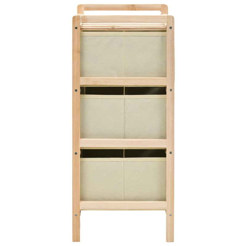 vidaXL Storage Rack with 3 Fabric Baskets Cedar Wood Beige