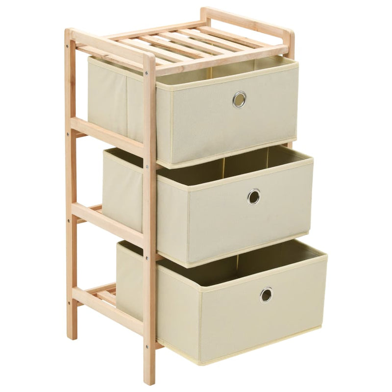 vidaXL Storage Rack with 3 Fabric Baskets Cedar Wood Beige