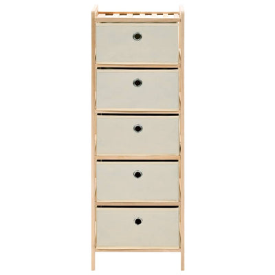 vidaXL Storage Rack with 5 Fabric Baskets Cedar Wood Beige