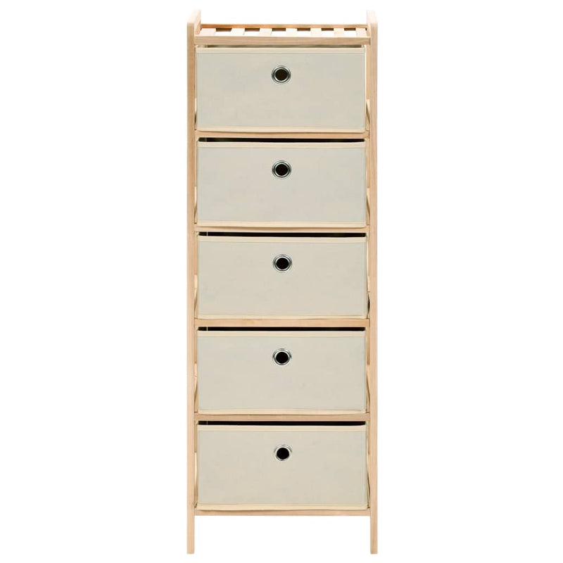 vidaXL Storage Rack with 5 Fabric Baskets Cedar Wood Beige