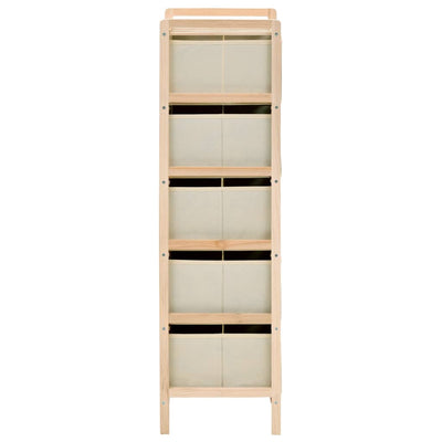 vidaXL Storage Rack with 5 Fabric Baskets Cedar Wood Beige