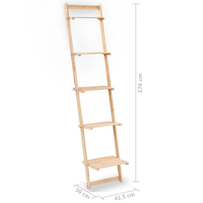 vidaXL Ladder Wall Shelf Cedar Wood 41.5x30x176 cm