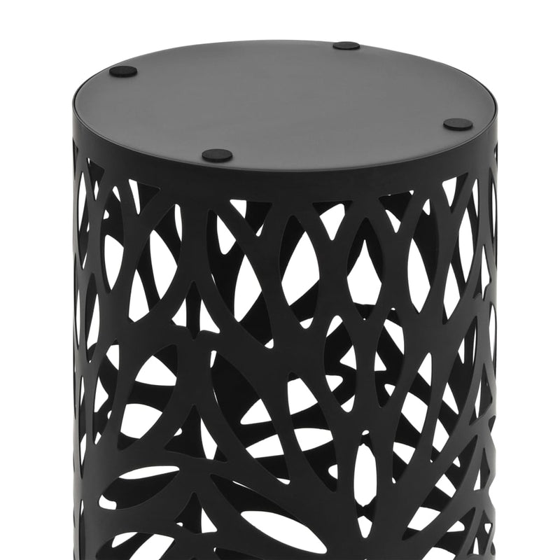 vidaXL Umbrella Stand Leaves Steel Black