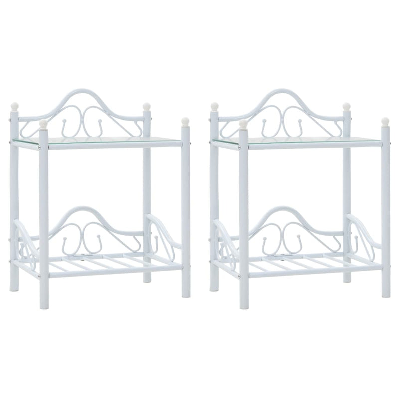 vidaXL Bedside Tables 2 pcs Steel and Tempered Glass 45x30.5x60 cm Black