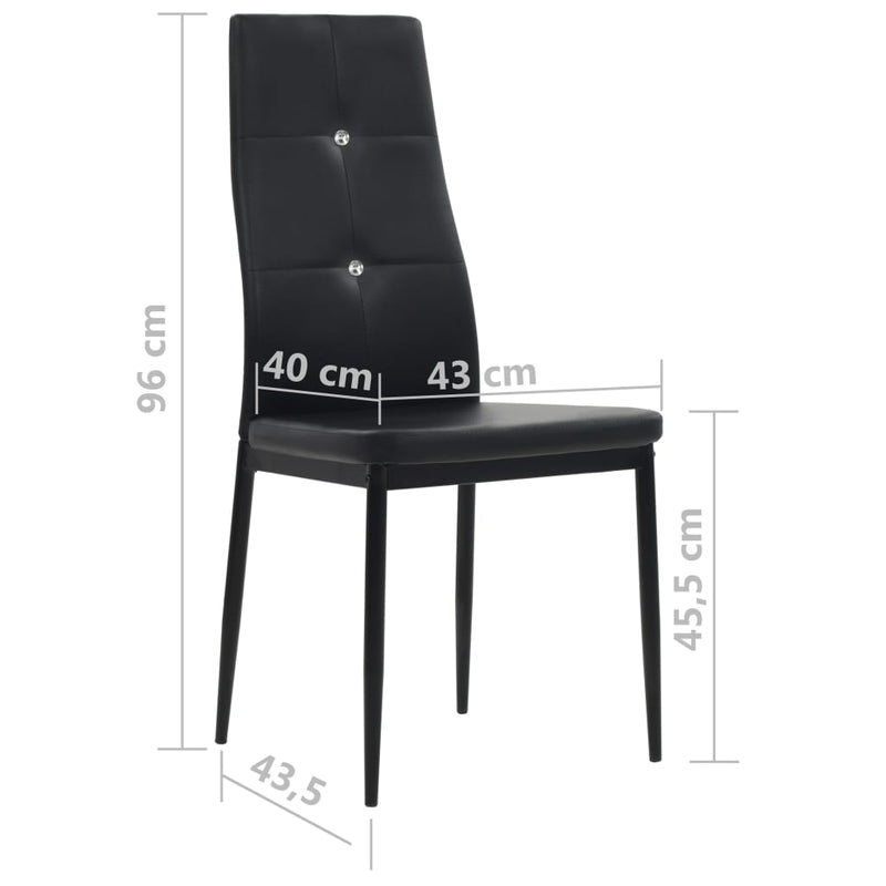 vidaXL Dining Chairs 2 pcs Black Faux Leather