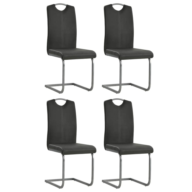 vidaXL Cantilever Dining Chairs 4 pcs Black Faux Leather