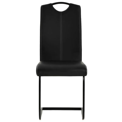 vidaXL Cantilever Dining Chairs 2 pcs Black Faux Leather