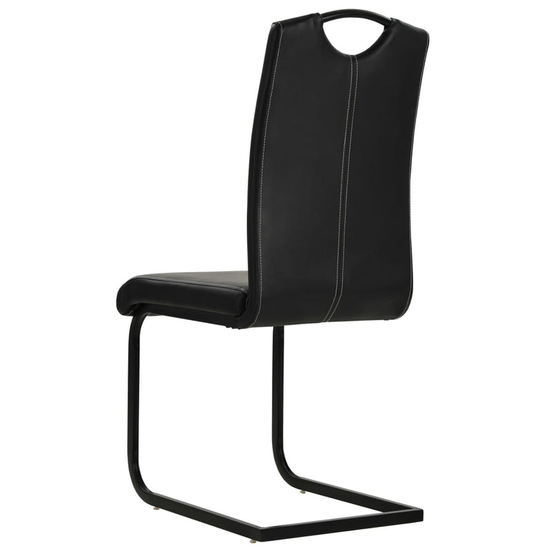 vidaXL Cantilever Dining Chairs 2 pcs Black Faux Leather