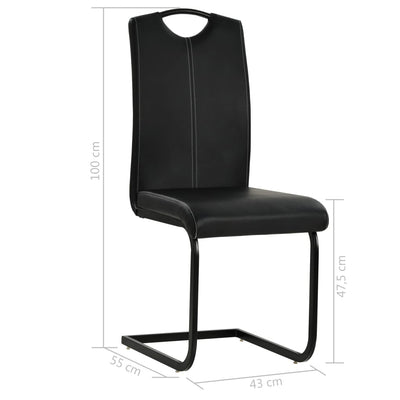 vidaXL Cantilever Dining Chairs 2 pcs Black Faux Leather