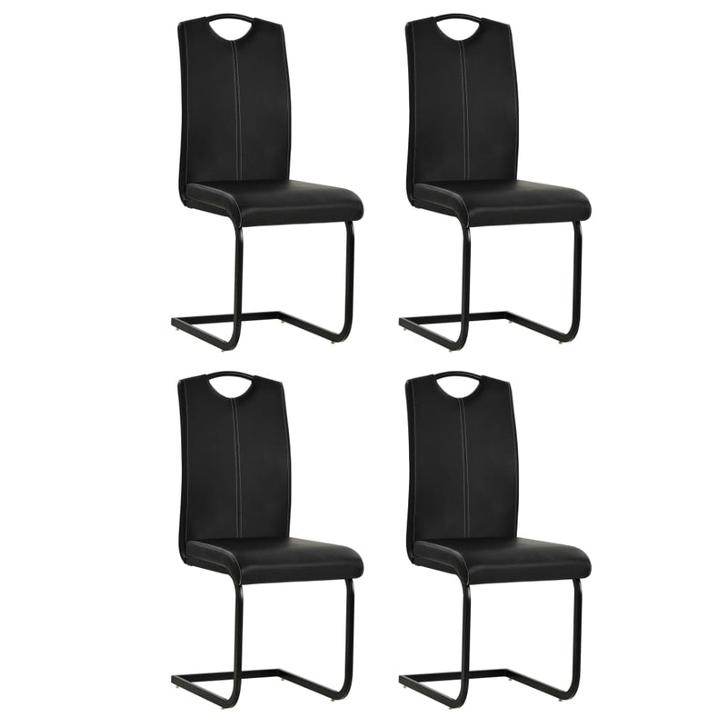 vidaXL Cantilever Dining Chairs 4 pcs Black Faux Leather