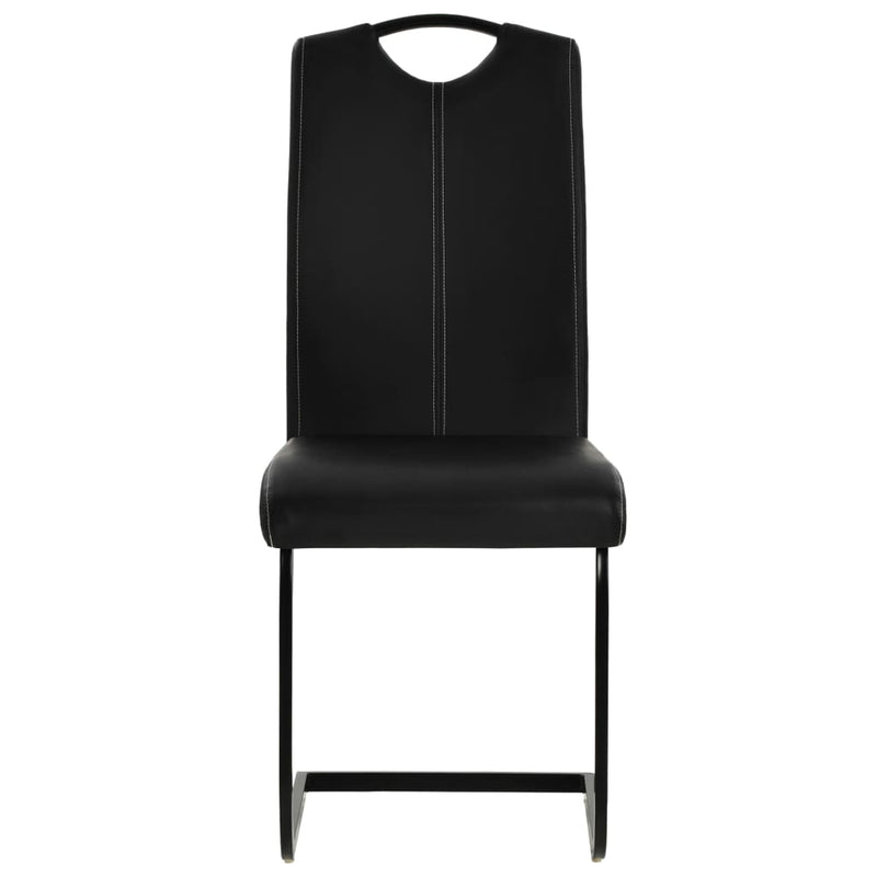 vidaXL Cantilever Dining Chairs 4 pcs Black Faux Leather