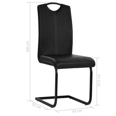 vidaXL Cantilever Dining Chairs 4 pcs Black Faux Leather