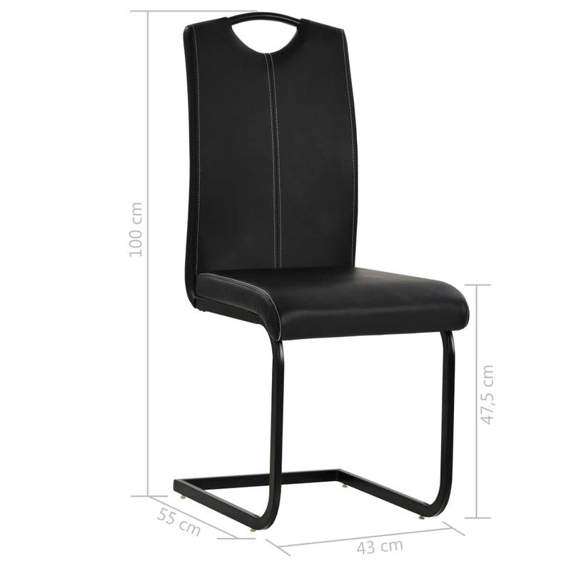 vidaXL Cantilever Dining Chairs 4 pcs Black Faux Leather